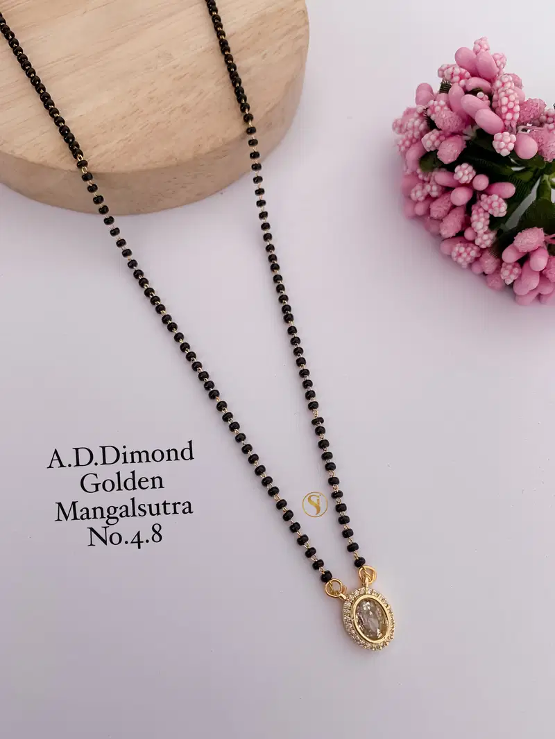 17 Daily Wear AD Diamond Golden Mangalsutra Wholesale Price In Surat
